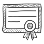 Course completion certificate icon